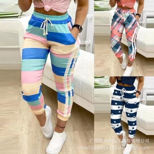 2021 new style webbing stitching colorful sweatpants