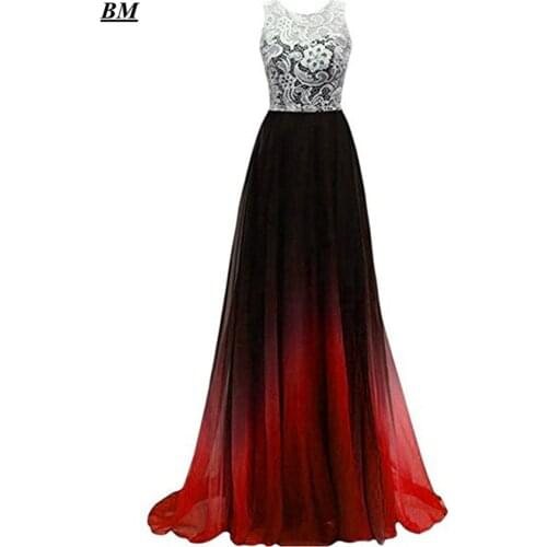 2019 Sexy Lace Gradient Chiffon Prom Dresses Sequined Long Formal Evening Dress Plus Size Ombre Party Gown Vestidos De Gala BM05