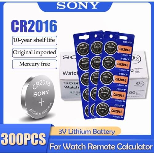 300PCS/lot Sony CR2016 CR 2016 DL2016 LM2016 BR2016 ECR2016 3V Lithium Battery For Watch Calculator Remote Control Button Cell