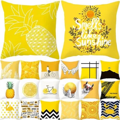 45*45cm Pillowcase 2021 Household Goods Pineapple Leaf Yellow Cushion Nordic Waist Pillow Case(Pillow Core Not Included)