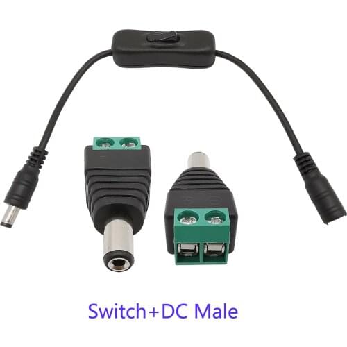 5Set/10Pcs Light Switch DC 12V Male to Female Power Cable ON OFF Inline 304 +5.5x2.1mm Plug Connector for LED Strip