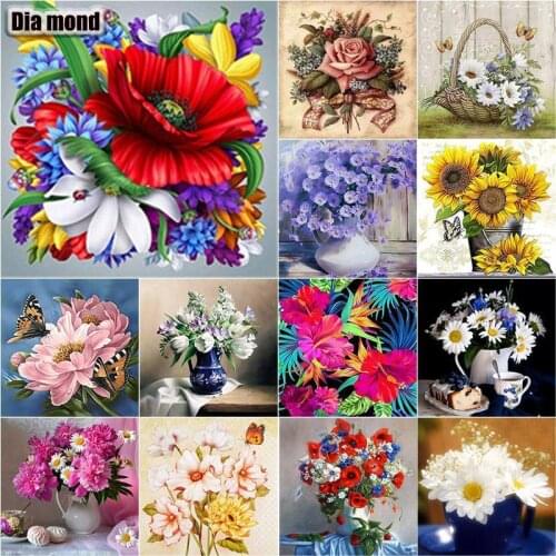 5D DIY Butterfly Scenery Diamond Painting Flowers Diamond Embroidery Cross Stitch Full Square Round Drill Manual Home Decor