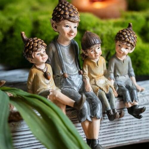 Home Decoration Accessories Forest Elf Hand-Painted Resin Ornaments Gift Cartoon Art Cute Dream Girl Country Adornos Para Casa