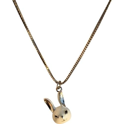 Alice Rabbit Pendant Silver Necklace In 925 Sterling Silver For Fashion Women Short Chocker Clavicle Chain For Female Gifts