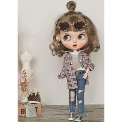 Blythes ob24 can wear doll clothes blythes size with blue baggy jeans nine minutes pants doll accessories