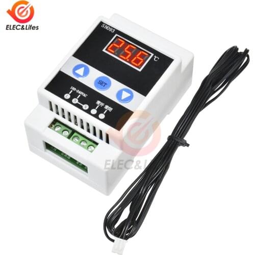 AC 90-250V Guide Rail Digital Thermostat Thermoregulator Temperature Controller Refrigeration fan Heating Cooling Control Sensor