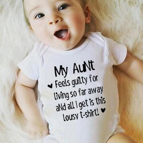 My Aunt Letter Printed Summer Clothes for Kids Baby Onesie Newborns Romper Girls Boys Infant Items Toddler Jumpsuits Aunt Gifts