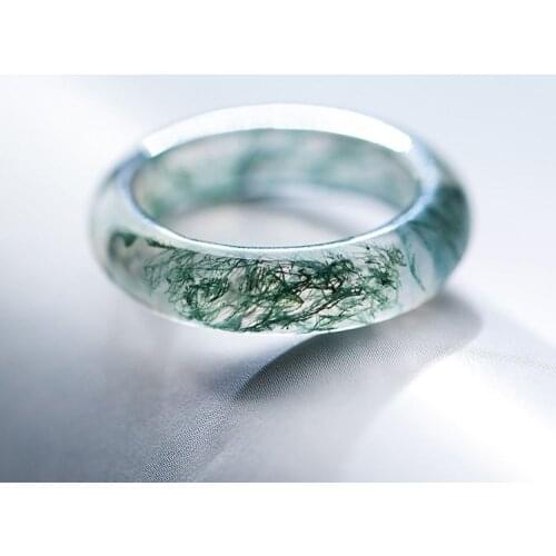 Natural Aquatic Agate Jade Ring Men Women Genuine Jades Stone Rings Fashion Jewelry Accessories