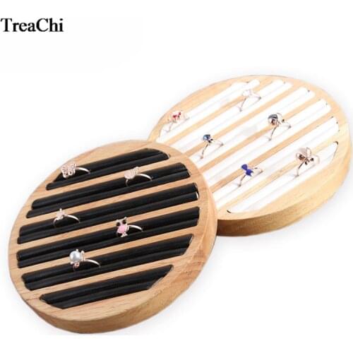 New Bamboo and Wood Jewelry Ring Tray Round Display Plate Ring Frame Jewelry Earrings Earrings Studs Display Props Jewerly Tray