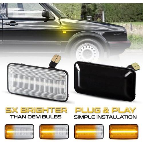 2Pcs Dynamic Amber LED Side Marker Turn Signal Sequential Blinker Light For VW Golf 3 MK3 Vento Seat Ibiza 2 MK2 Cordoba