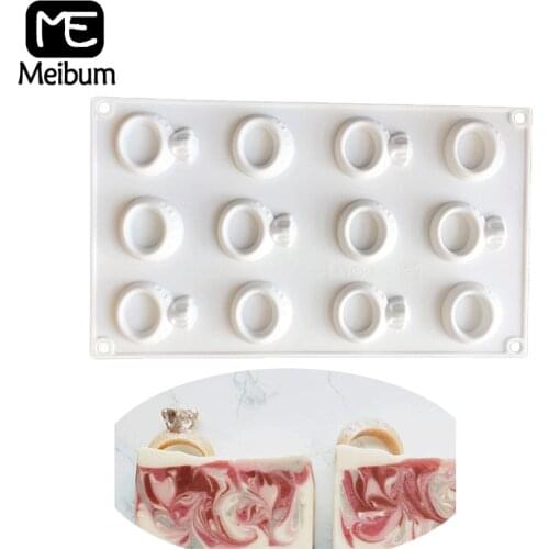 Meibum 12 Cavity Silicone Cake Mold Wedding Diamond Ring Shape French Dessert Tray Chocolate Mousse Baking Tools Pastry Mould