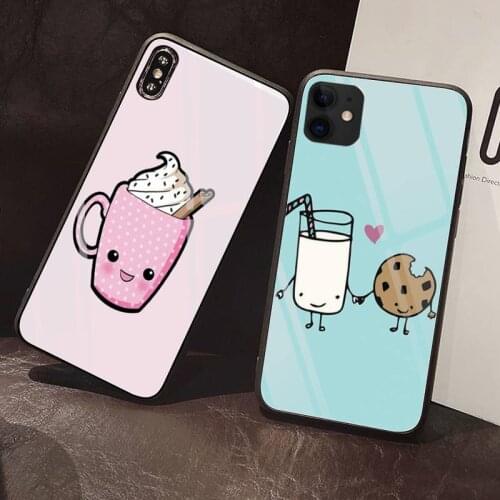 Cute milk biscuits Phone Case Tempered Glass For iPhone 12 Pro Max Mini 11 Pro XR XS MAX 8 X 7 6S 6 Plus SE 2020 case
