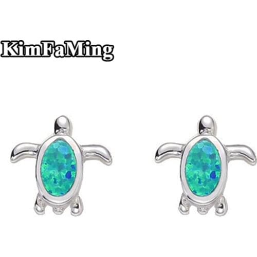Small Cute 925 Silver Opal Turtle Earrings for Women/Men Lovely Tortoise Sea Animal Jewelry Casual OPE016