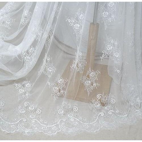Skin-friendly soft double eyelash lace trim black and white two-color DIY wedding dress fabric veil stitching long accessories