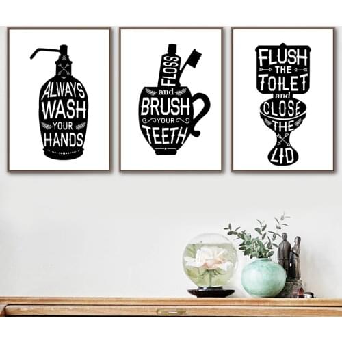 Toothbrush Toilet Quotes Funny Bathroom Wall Art Canvas Painting Nordic Posters And Prints Wall Pictures For Living Room Decor