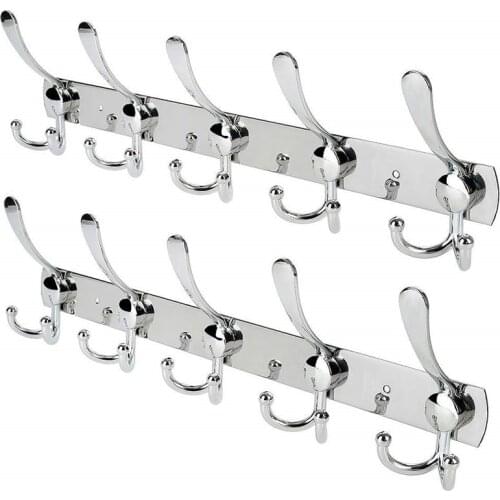 Wall Mount Hook 2Pack 15 Hooks 304 Stainless Steel Coat Hooks Towel Rack Bathroom Colgadores Para Pared bathroom towel hooks