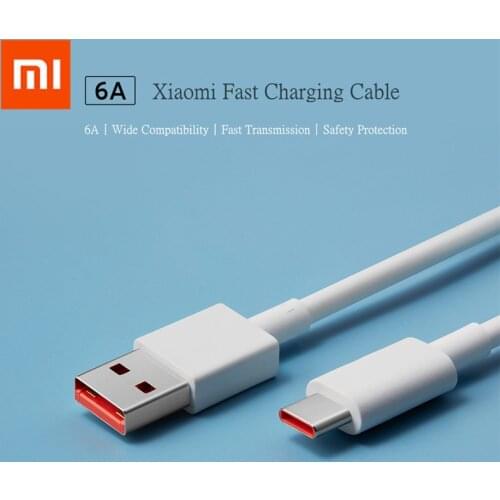 Original Xiaomi 6A USB Type-C Fast Charging Data Cable 1M Wire Cord Quick Charging Line Mi Laptop Phones for Huawei Data cable