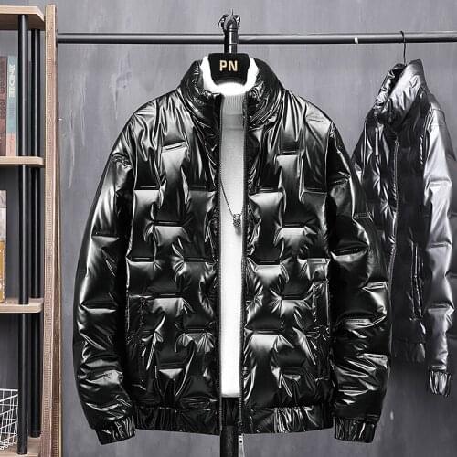 Autumn Winter Bubble Padded Clothes Jackets Men Bright Parka Thickened Warm Silver Waterproof Jackets Men Down Coats