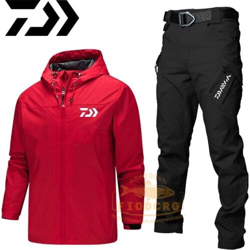 Daiwa Professional Fishing Clothes Men Outdoor Sports Waterproof on Foot Suit Riding Camping Windproof Pants Jacket Sets