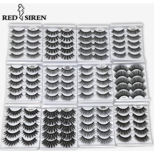 RED SIREN 5 Pairs False Eyelasehs 3D Faux Mink Lashes Wholesale Soft Thick Natural Lashes Makeup Fake Eyelashes