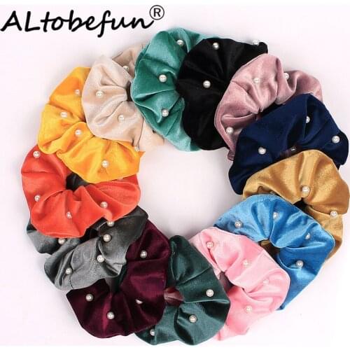 ALTOBEFUN Solid Hair Accessories For Female Lady Elastic Hair Holder Velour Girl Scrunchies Women Ponytail Hair Hairties AFC129