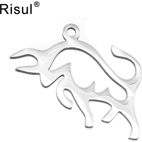 Risul bullfight Charms Bull OX Pendants Necklace Stainless steel mirror polish Diy pendant wholesale 100pcs