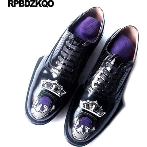 Luxury European Printed Runway Genuine Leather Black Rubber Oxfords Real Club Italian Mens Shoes Brands Italy Party Plus Size