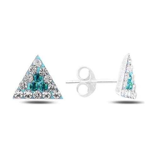 Silver 925 Set Triangle Crystal Stone Earrings