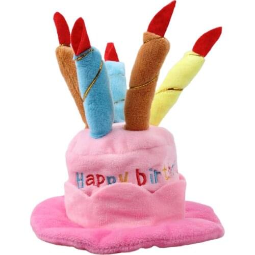 Pet Birthday Hat For Cats And Dogs Puppy Cake Cap With Candles Super Cashmere Fabric