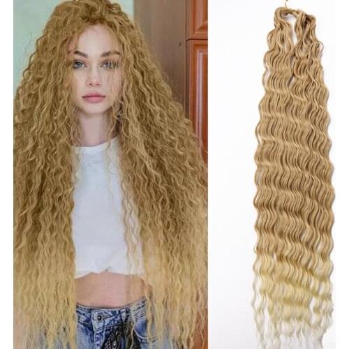 32" Synthetic Hair Crochet Ocean Wave African Braiding Hair Extension Deep Wave Bundles Braids For Women