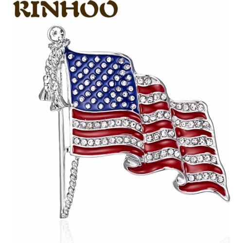 Rhinestone Enamel Flag Brooches For Women American Flag Brooch Pins Clothes Bag Lapel Rainbow Pin Badge Jewelry Gifts