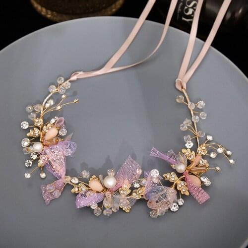 Bridal Lace Knot Rhinestone Tiaras Wedding Jewelry Pearl Crystal Crowns For Women Party Gifts