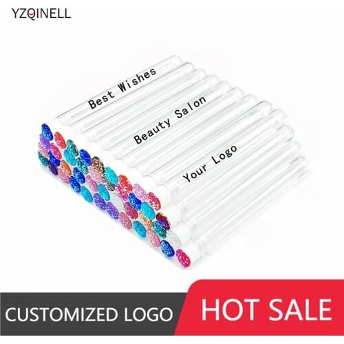 Customized Logo 20/50/100pcs Eyebrow Brush Tube Reusable Eyelash Brush Tubes Dust-Proof Mascara Sticks Applicators Makeup Brush
