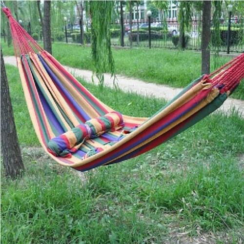 Outdoor Camping Single Thick Canvas Hammock Indoor Casual Swing