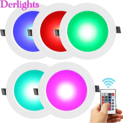 5PCS RGB LED Panel Lamp Color Change With Remote Control RGB 5W 10W Recessed Ceiling Light Magic Spot Lighting