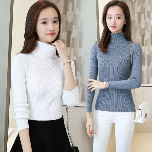 Knit Sweaters 2020 Women Turtleneck Warm Elastic Short Sweater Spring Autumn Winter Bottoming Pullover 2020 Korean Style Tops