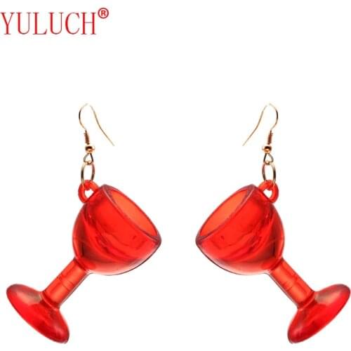 YULUCH 2018 Aesthetic womens jewelry clear and transparent acrylic creative wine glass earrings pendant party gifts