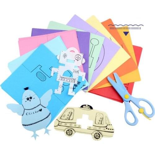 Kids Cartoon Color Paper Folding And Cutting Toys/Children Kingergarden Art Craft DIY Educational Toys
