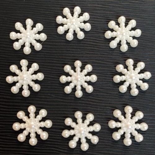 80pcs/lot Snowflake Flatback Pearl Embellishments Christmas Craft Cardmaking Embellishment Christmas Wedding Decoration