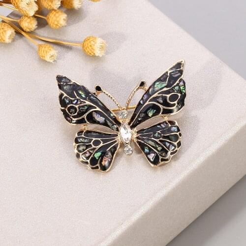 Natural Shell Butterfly Brooches For Women Classic Insects Office Brooch Pins Gifts Accessories Sweater Bjoux Craft Broches