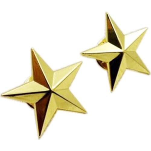 PAIR WW2 US ARMY ONE STAR BRIGADIER GENERAL RANK INSIGNIA PIN BADGES GOLD