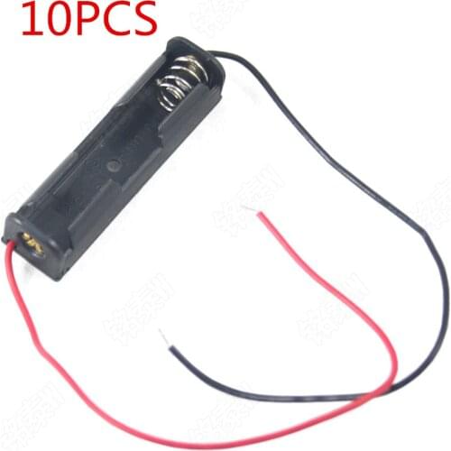 10PCS AAA Batteries Storage Case Plastic Box Holder with 6'' Cable Lead for 1 x AAA Battery Soldering Connecting Black Digital