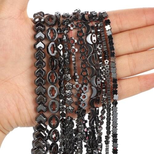 11 Styles Natural Stone Beads Black Hematite Beads Loose For Jewelry Making DIY Bracelet Accessories