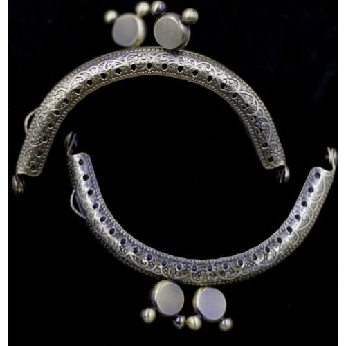 2PCS 8.5CM Arch Metal Purse Frames Kiss Clasps Women Clutchs Lock Bear Head Sewing Holes DIY Handbag Handles Hardware 3 Colors