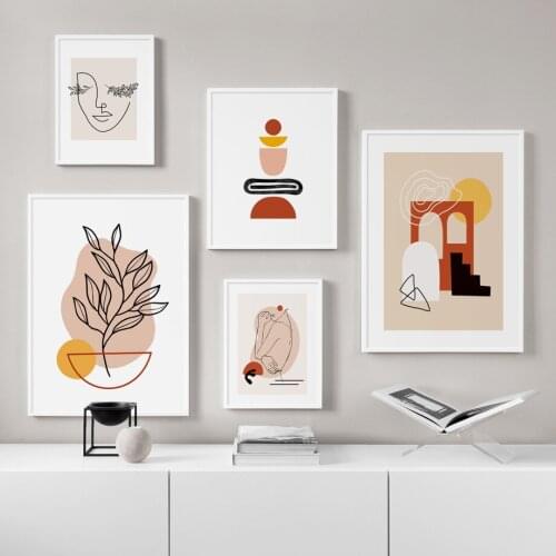 Abstract Line Figures Face Color Blocks Nordic Posters And Prints Wall Art Canvas Painting Wall Pictures For Living Room Decor