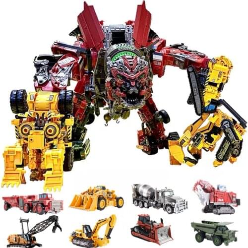 AOYI Cool 8 IN 1 Oversize Devastator Transformation Toys Boy Anime Hook Action Figures Robot Car Engineering Vehicle Model Kids