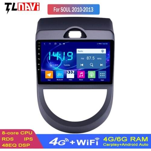 6G+128G Android 10 Car Radio GPS Multimedia Unit Player For 2010 2011 2012 2013 Kia Soul Navigation Audio Stereo System