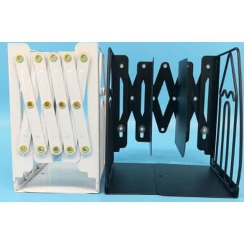 Hollow-out Metal Book Stoppers Nonskid Metal Bookends Stretchable Bookends Book Organizer for Library School Office Home