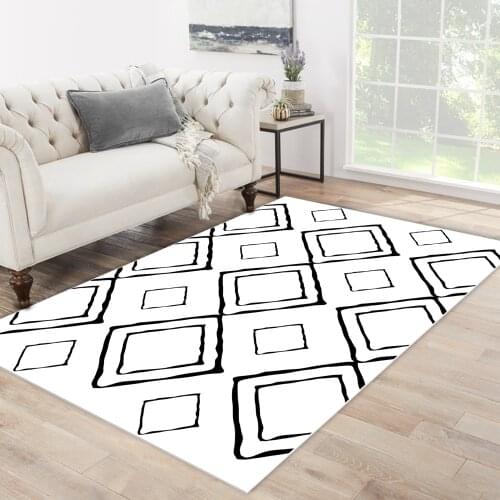 White black color black quadrangular patterned carpet modern carpet living room bedroom rug free shipping soft textured carpet