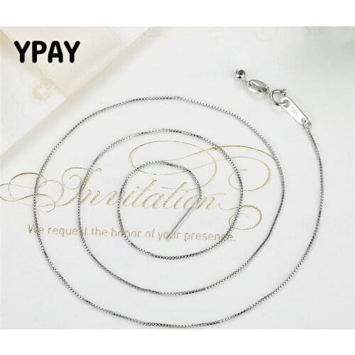 YPAY Real 925 Sterling Silver Box Chains Adjustable Necklaces Fit For Pendant Charm Women Men Luxury S925 Fine Jewelry YMN045